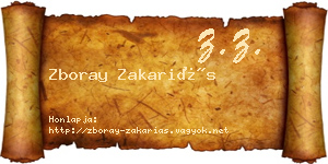 Zboray Zakariás névjegykártya